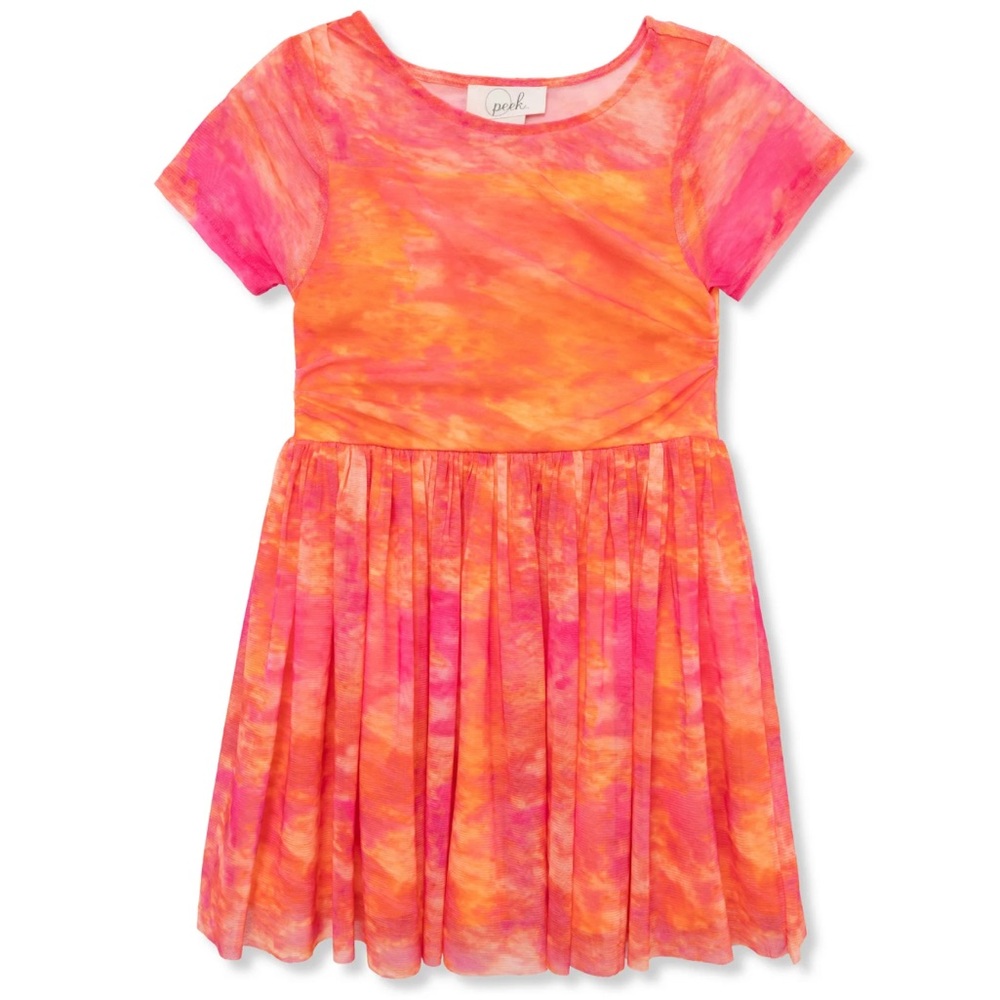 Peek Kids Pink and Orange Tie Dye Dress